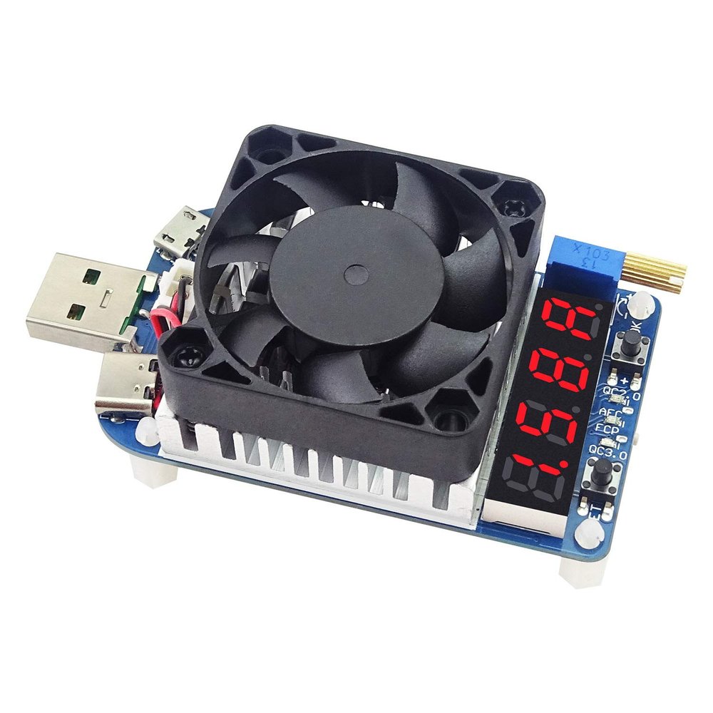 HWMATE HD35 USB Intelligent Electronic Load Resistor Module Trigger Interface Discharge Adjustable Constant Current Temperature Control with Cooling Fan