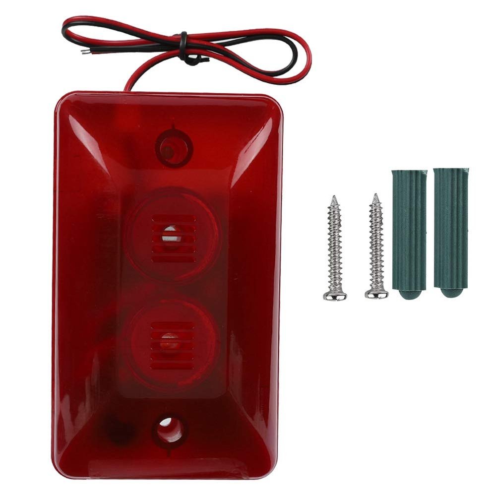12V 15W Wired LED Strobe Siren High Decibel Sound Alarm Security Alarm System Flashing Red Light Sound Siren for Home Hotel