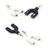 2 PCS Headphone Microphone Splitter, U Shape 3.5mm Y Splitter for Audio Stereo Headphone and Mic for All of 3.5mm Jack Devices Black and White view 2