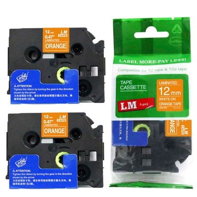 2/Pack - LM Tapes Compatible TZe-635 White on Orange p-Touch Label Tape, 12mm Laminated replacment TZe635 Tape, TZ635 0.47" White Ink on Orange Label with a Great Color/Size Guide.