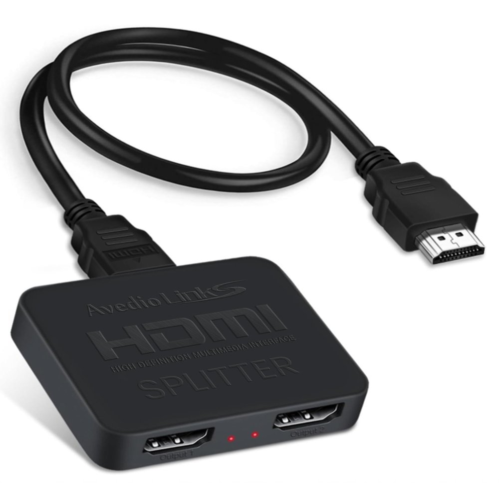 avedio links HDMI Splitter 4K@60Hz, HDMI Splitter 1 in 2 Out-Not Extended Display(Only Mirror Screens), Support 3D Dol-by Vision Atmos HDMI2.0b, HDCP2.2, 18.5Gbps, Auto Downscaling, Full HD 1080P