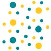 DecalVenue.com Turquoise/Yellow Vinyl Wall Stickers - 2 & 4 inch Circles (150 Decals) view 1