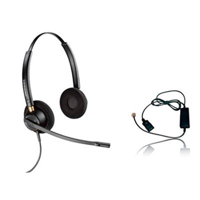 Global Teck Bundle, Plantronics HW540 Headset Bundle Noise-Canceling and Avaya Phone Cord, Compatible with 1408, 1416, 2410, 2420, 4606, 4610, 4610SW, 4612 (HW520 Stereo Headset Inteli Bundle)