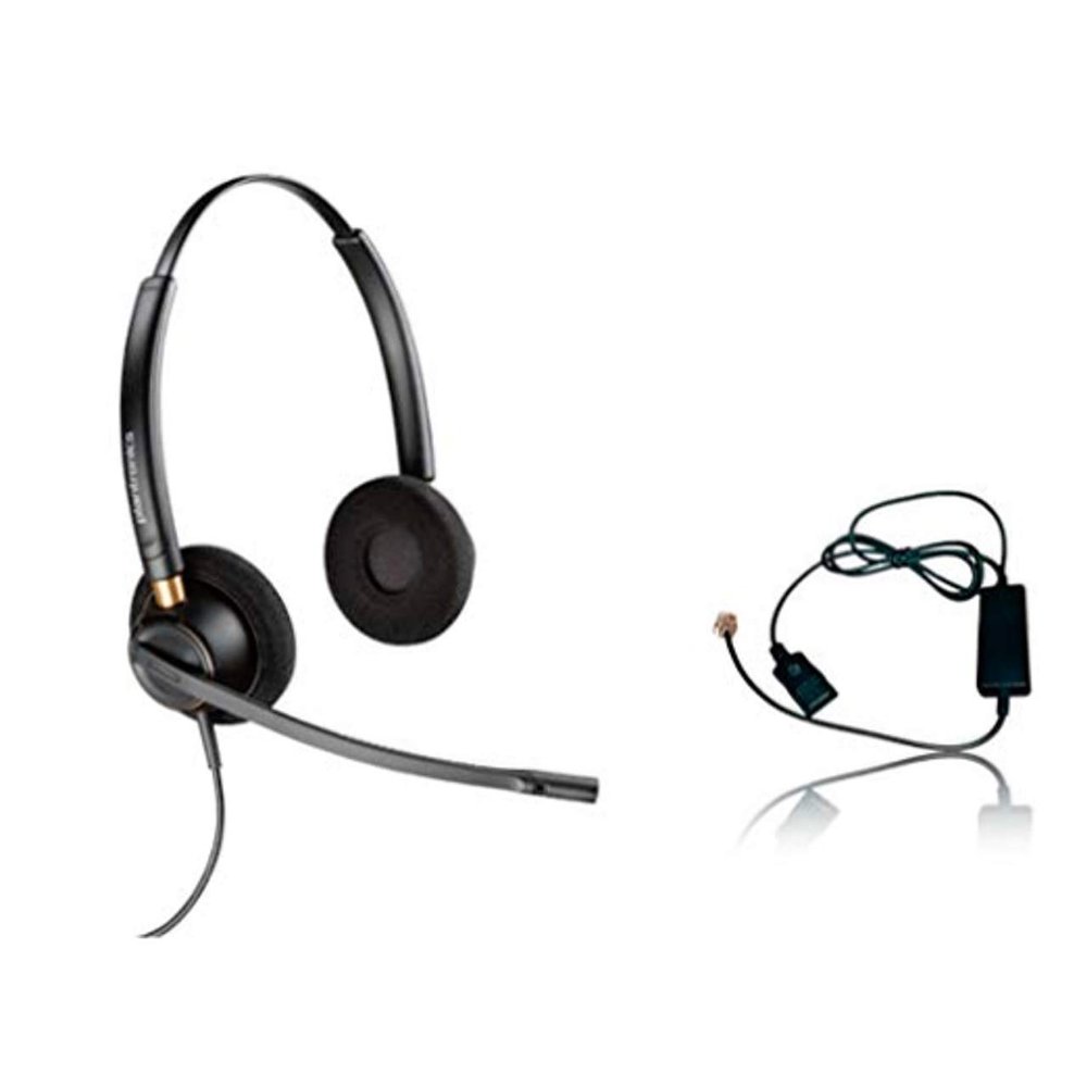 Global Teck Bundle, Plantronics HW540 Headset Bundle Noise-Canceling and Avaya Phone Cord, Compatible with 1408, 1416, 2410, 2420, 4606, 4610, 4610SW, 4612 (HW520 Stereo Headset Inteli Bundle)