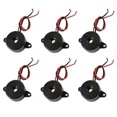 bnafes 6 Pcs DC 3-24V 85dB Sound Electronic Buzzer Alarm Black 23 x 12mm