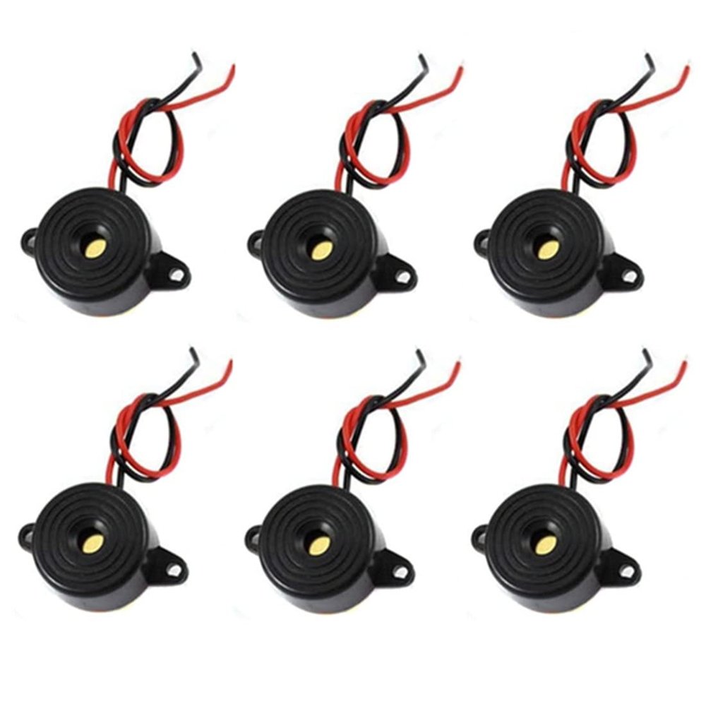 bnafes 6 Pcs DC 3-24V 85dB Sound Electronic Buzzer Alarm Black 23 x 12mm