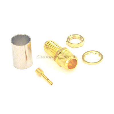 (10 pcs/lot) SMA Female Jack Goldplated Straight Adapter Connector Bulkhead Crimp for RG6 Cable