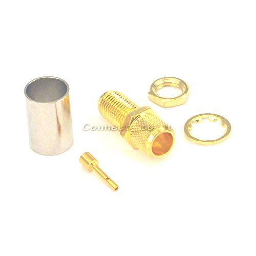 (10 pcs/lot) SMA Female Jack Goldplated Straight Adapter Connector Bulkhead Crimp for RG6 Cable