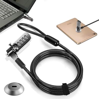 Computer Laptop Cable Lock Slot Plate 6.23ft Cable Security Computer Combination Lock 4 Digital Password Protection Cable Anti Theft Lock and Notebook Other Device