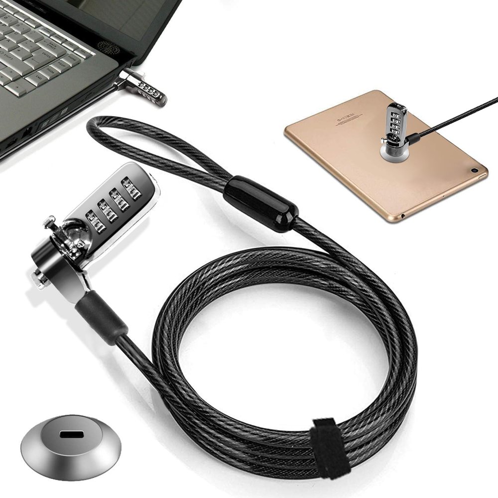Computer Laptop Cable Lock Slot Plate 6.23ft Cable Security Computer Combination Lock 4 Digital Password Protection Cable Anti Theft Lock and Notebook Other Device