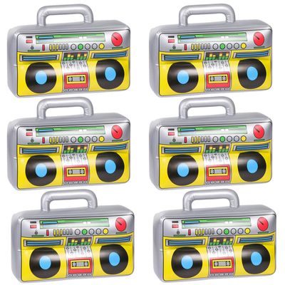 6 PCS Inflatable Boombox - 80s 90s Party Supplies Decorations Inflatable Boom - Rappers Hip Hop B-Boys Costume Accessories (16.5 Inches)