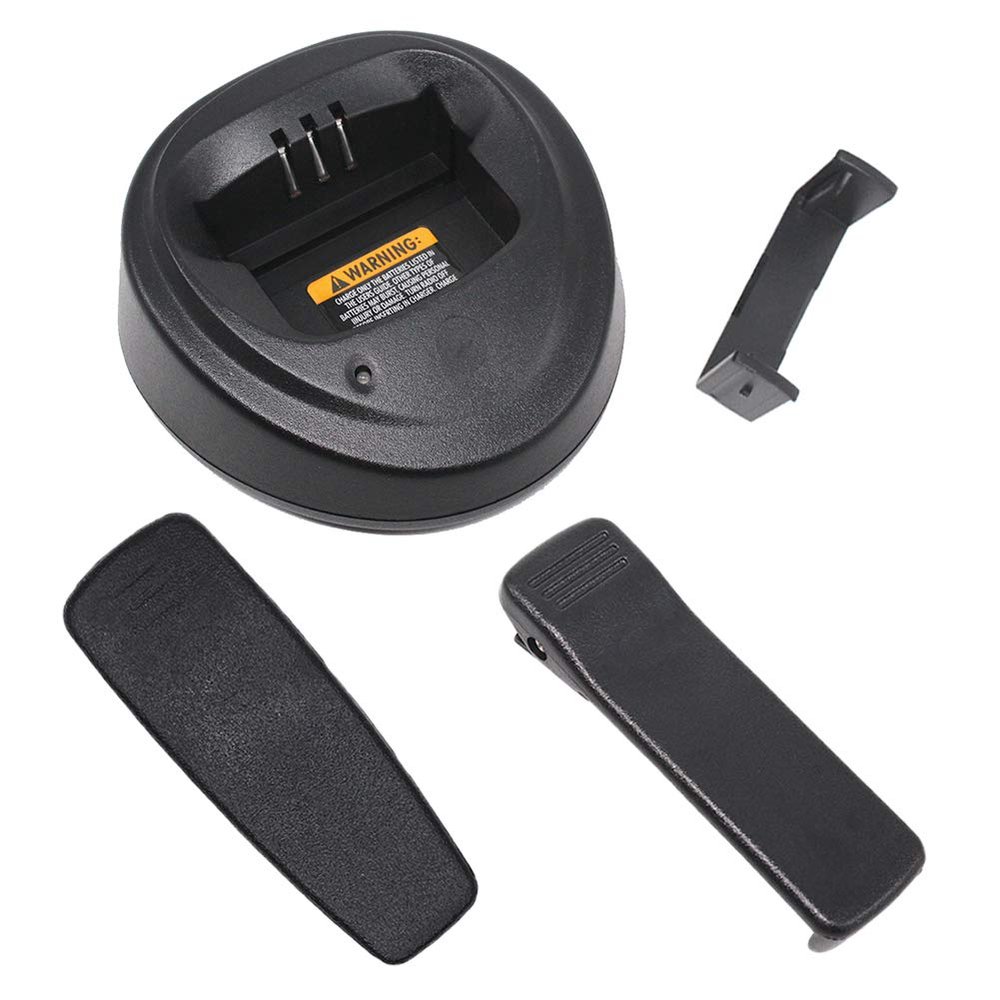 Aimtobest WPLN4137 Single-Unit Charger Base Compatible for Motorola CP200 CP200D CP200XLS CP040 CP140 PR400 EP450 DEP450 DP1400 Radio with Belt Clip 2 Pack (Without Charging Cable)
