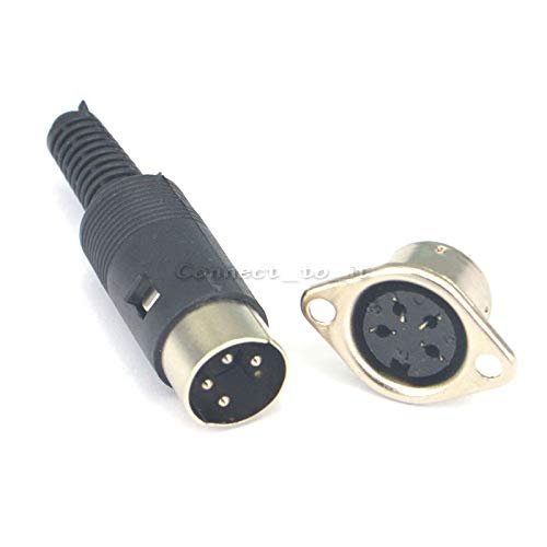 100 Pcs 4 Pin DIN Plug to Female Jack 2 Hole Panel Mount Connector Adapter & DIN Plug Male Connector 4 Pin with Plastic Handle