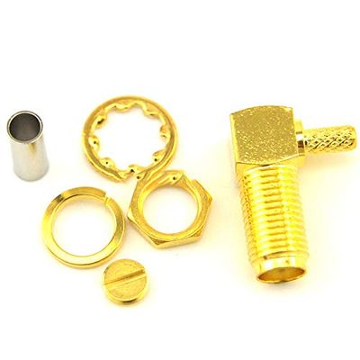 (100 Pieces/lot) SMA Connector SMA Female Jack Bulkhead Right Angle Goldplated Crimp for RG316 RG174 Cable