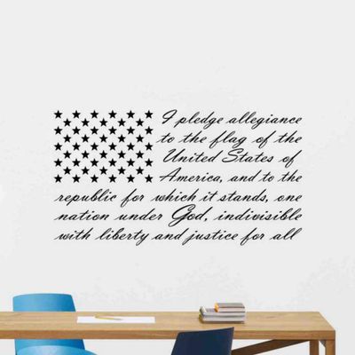 Kellysdesigns Pledge of Allegiance Wall Decal USA Patriotic Vinyl Sticker United States of America Flag Decal Quotes Office Poster USA Sign Gifts Office Wall Decor Family Wall Art Office Mural 1046