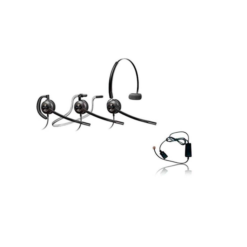 Global Teck Bundle, Plantronics HW540 Headset Bundle Noise-Canceling and Avaya Phone Cord, Compatible with 1408, 1416, 2410, 2420, 4606, 4610, 4610SW, 4612 (HW540 Convertible Headset Inteli Bundle)