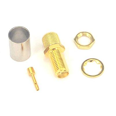 (100pcs/lot) SMA Female Jack Goldplated Straight Adapter Connector Bulkhead Crimp for RG6 Cable