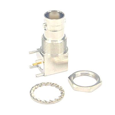 100 Pieces BNC Female Connector BNC Jack Bulkhead with nut PCB Mount Right Angle Connector