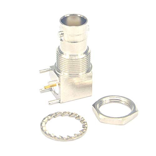 100 Pieces BNC Female Connector BNC Jack Bulkhead with nut PCB Mount Right Angle Connector
