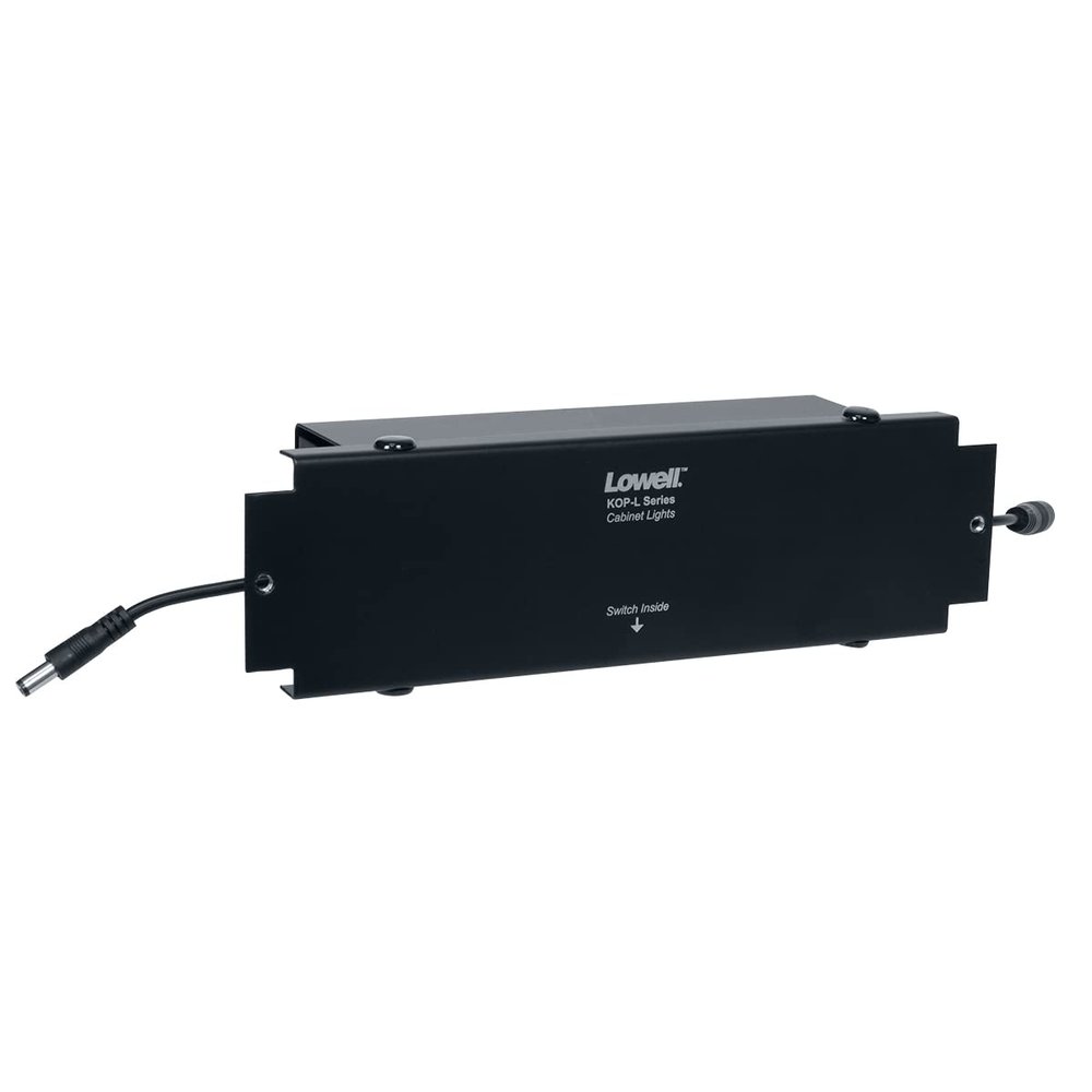 Lowell KOP-L-PSW Knockout Panel with LED Lighting; 10-Inch Wide Steel Panel; Power Supply (12VDC, 1A Output) Included; Proximity Switch for Automatic Activation; Black Powder Epoxy Finish