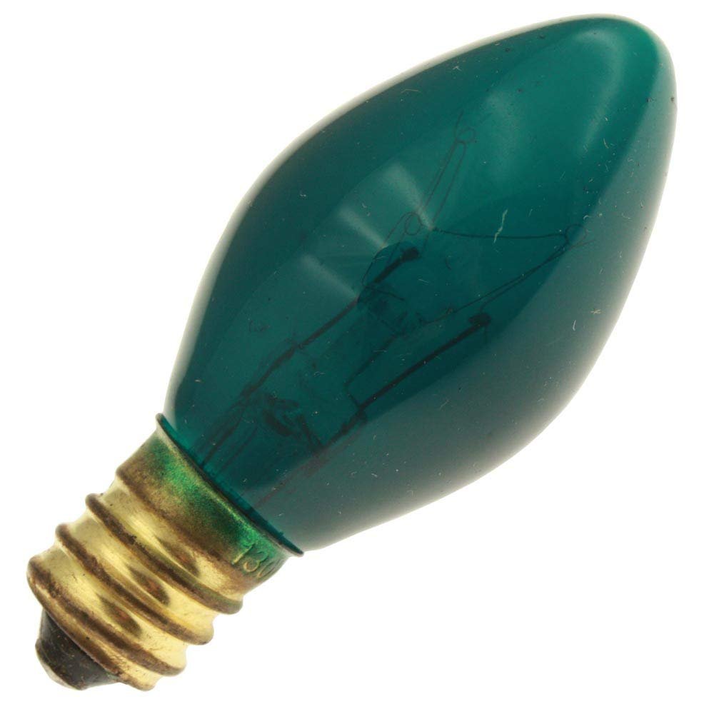 Decorative/Novelty 7C7, 7 Watt, 130 Volt, Candelabra Base, Transparent Teal Light Bulb (25 Pack)