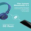 iClever BTH03 Kids Bluetooth Headphones, Colorful LED Lights, 35H Playtime, Bluetooth 5.4, Type C Fast Charging, Safe Volume, Stereo Sound Mic, On Ear Kids Wireless Headphones for iPad Airplane, Blue view 4