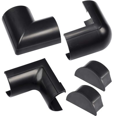 D-Line Maxi Cable Trunking Clip-Over Accessory Multipack, Join Multiple Lengths of 50x25mm Cable Cover, 5 Piece Electrical Trunking Accessory Multipack - Black