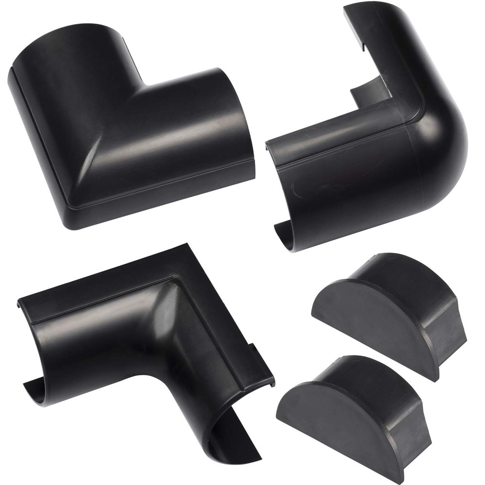 D-Line Maxi Cable Trunking Clip-Over Accessory Multipack, Join Multiple Lengths of 50x25mm Cable Cover, 5 Piece Electrical Trunking Accessory Multipack - Black