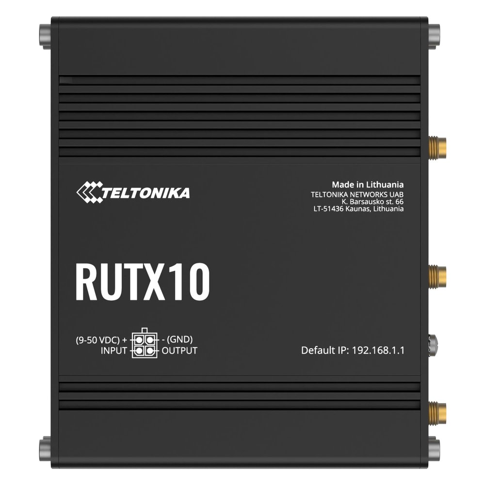 Teltonika RUTX10000300 Model RUTX10 Professional Ethernet Router, UK PSU, Digital Input/Output for Remote Monitoring and Control, Dual Band WiFi and Bluetooth LE, Aluminium Housing, Firewall and VPN