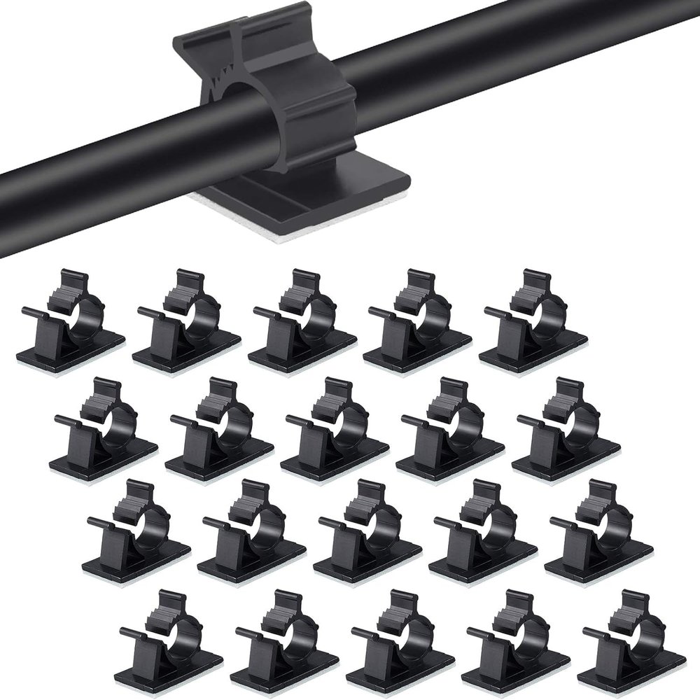Viaky 30 Pcs Black Cable Wire Clips Adjustable Nylon Wire Holder Adhesive Cable Management Suitable for Maximum Diameter 0.5 inch (12.5mm) Cables