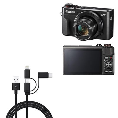 BoxWave Cable Compatible with Canon PowerShot G7 X Mark III - AllCharge 3-in-1 Cable - Jet Black