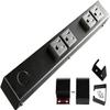 12" Hardwired Power Strip (NO Power Cord), 4 Vertical Tamper Resistant Outlets (NEMA 5-15R - NOT 20Amp), NO Ears (Without mounting tabs on Both Ends), Black view 1
