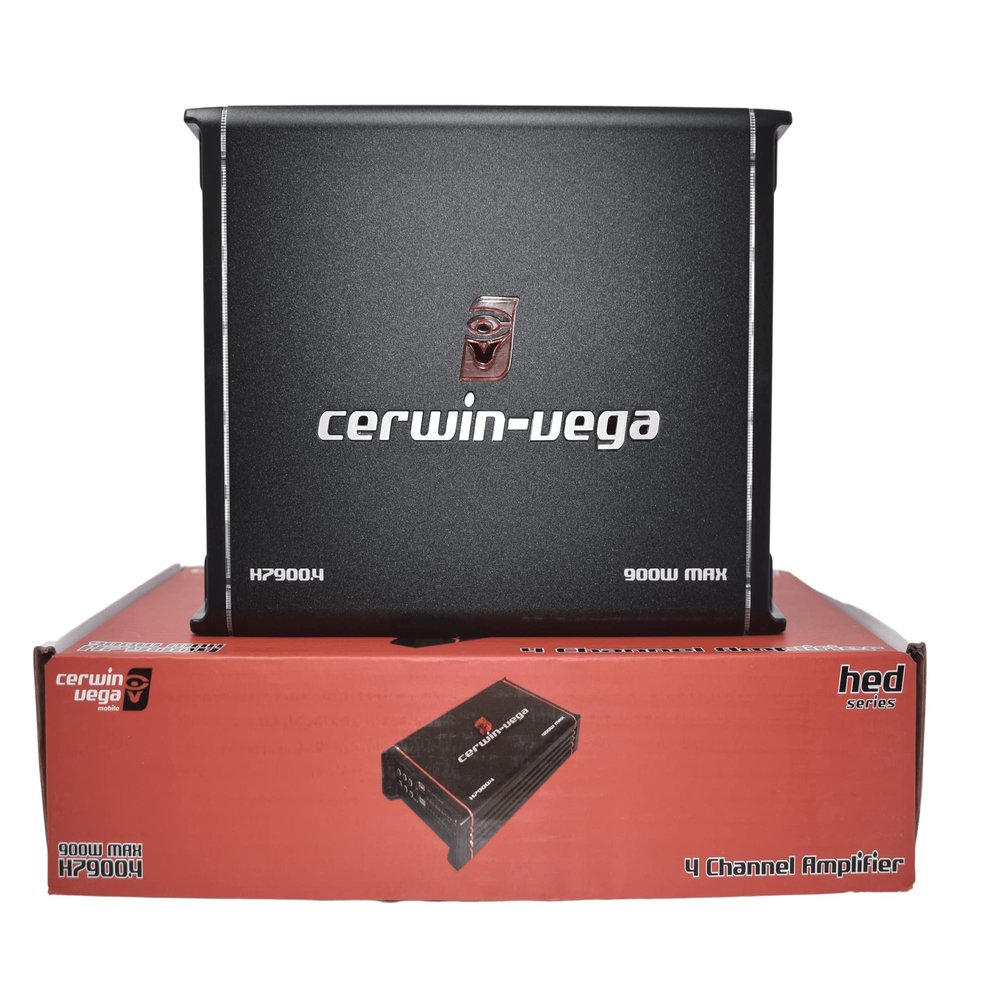 900W Max (360W RMS) HED 7 Series 4-Channel Car Amplifier Cerwin Vega H7900.4 HED 7 Series Class-A/B Full Range 2-ohm Stable 4-Channel Amplifier