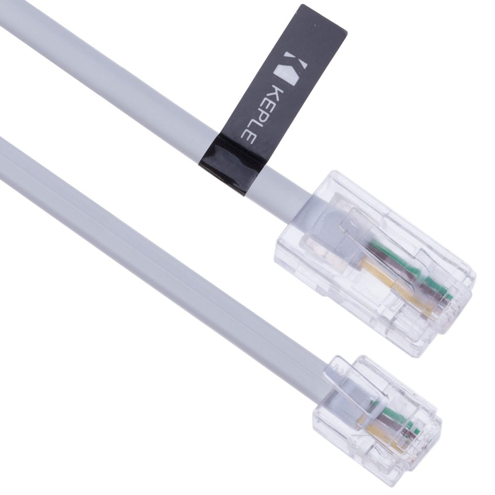 Keple 3m RJ11 to RJ45 Cable; White; 6P4C to 8P8C Connector Plug; 10 Feet; For Landline Telephone, Fax Machines, Answering Machines
