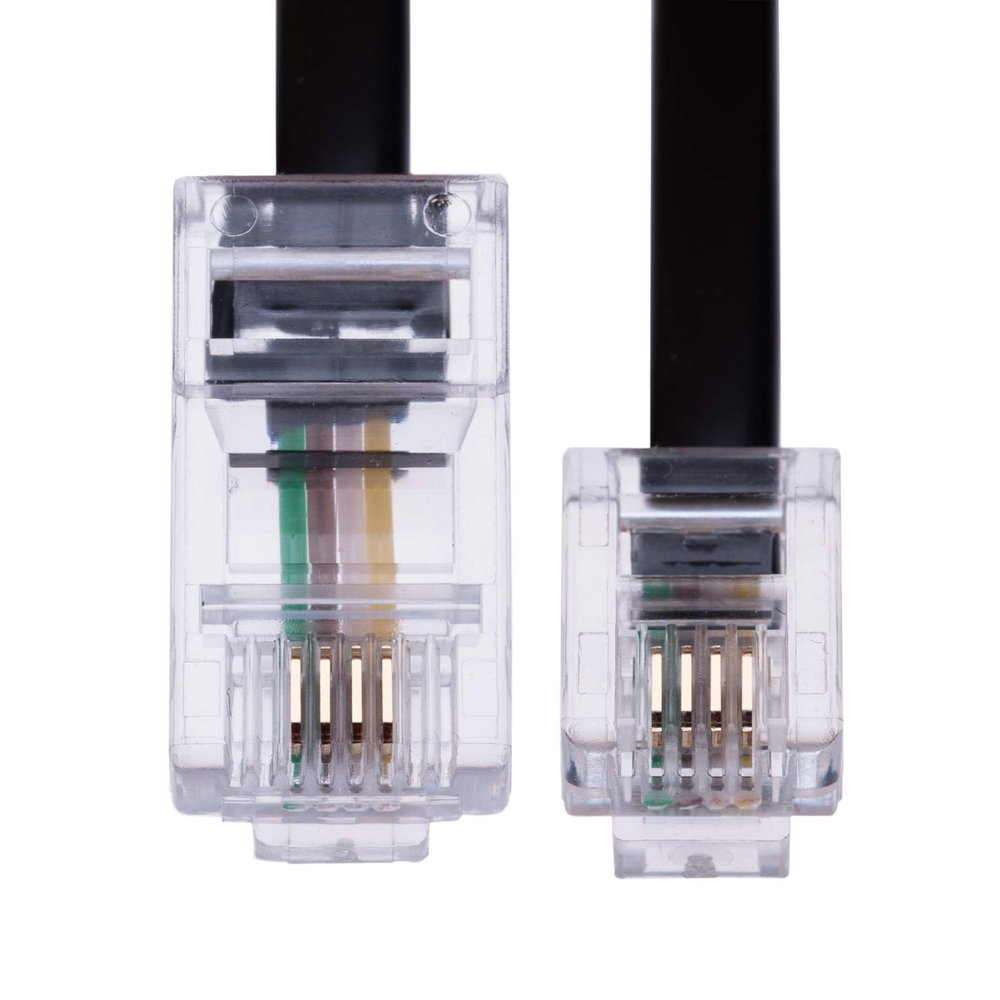 Keple 10m RJ11 to RJ45 Cable - Phone Telephone Cord With 6P4C to 8P8C Connector Plug for Landline Telephone (Black)