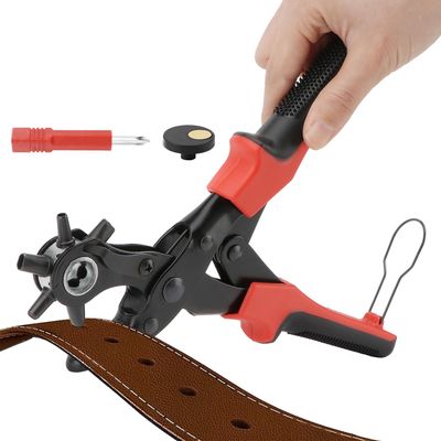 Rongon Leather Hole Punch Tool Set, Hole Puncher Plier Kit, Belt Hole Punching for Leather, Watch Bands, Straps, Dog Collars, Fabrics, DIY Home or Craft Projects, Heavy Duty Rotary Puncher