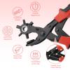 Rongon Leather Hole Punch Tool Set, Hole Puncher Plier Kit, Belt Hole Punching for Leather, Watch Bands, Straps, Dog Collars, Fabrics, DIY Home or Craft Projects, Heavy Duty Rotary Puncher view 3
