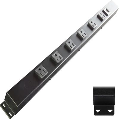 24" Hardwired Power Strip (NO Power Cord), 6 Horizontal Outlets (NOT Tamper Resistant), with Ears (with mounting tabs on Both Ends), 15A (NOT a 20 Amp Unit), with USB, Black