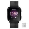 Meikeio Bands Compatible with Fitbit Versa 2/1/Lite, Stainless Steel Metal Mesh Band, Wristbands Replacement Strap Sport Loop(Black,S) view 1