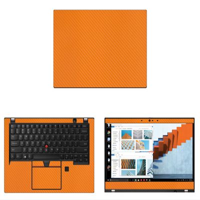 Decalrus - Protective Decal for Lenovo ThinkPad X390 / X395 (13.3" Screen) Laptop Orange Carbon Fiber Skin case Cover wrap CFlenovoThnkpad13_X390Orange