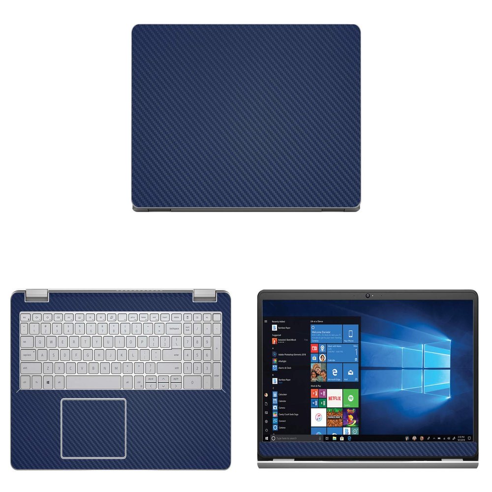 Decalrus - Protective Decal for Dell Inspiron 5584 / i5584 (15.6" Screen) Laptop Blue Carbon Fiber Skin case Cover wrap CFdellInspiron15_5584Blue