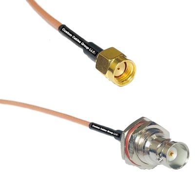 0.5 feet RG316 RP-SMA Male to BNC Female Big Bulkhead RF Pigtail Coaxial Cable