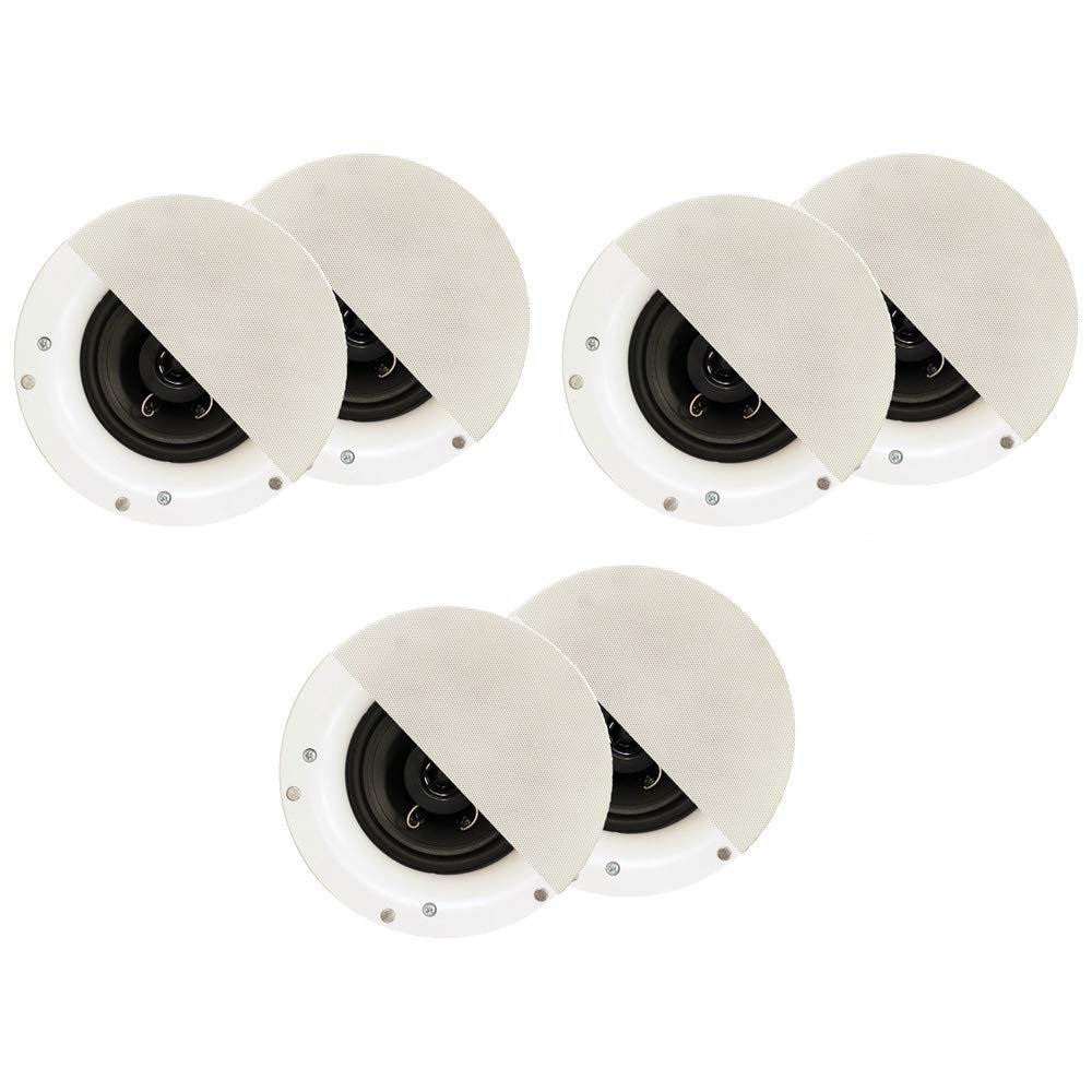 Acoustic Audio R192 Frameless in Ceiling/in Wall Speaker 3 Pair Pack 2 Way Home Theater Surround Speakers