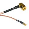 0.5 feet RG316 SMA Male Angle to MMCX Female RF Pigtail Coaxial Cable view 1