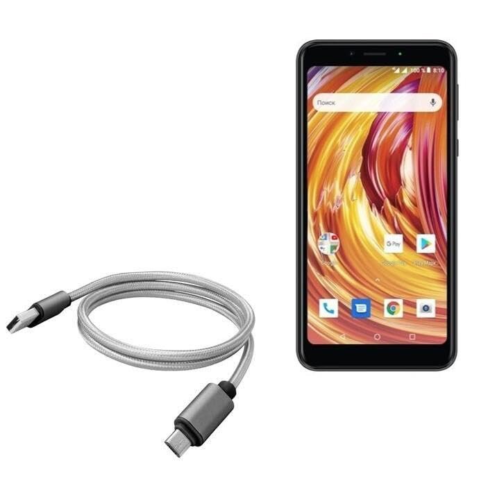 BoxWave Cable Compatible with Texet TM-5584 - Micro USB DuraCable, Braided Micro USB Charging Cable - Space Grey