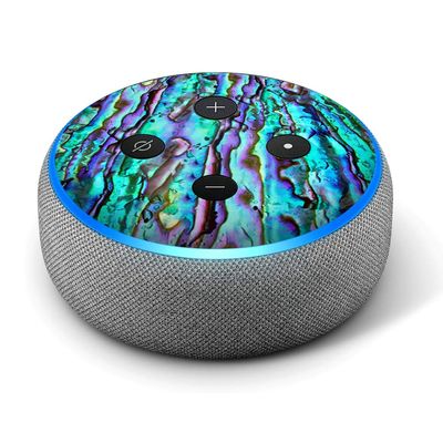 Multi-color Abalone Blue Green - Vinyl Decal Skin Compatible with Amazon Echo Dot 3rd Generation Alexa - Decorations for Your Smart Home Speakers, great gift for mom, dad, birthday, kids