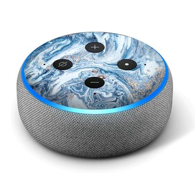 Blue Gold Marble - Vinyl Decal Skin Compatible with Amazon Echo Dot 3rd Generation Alexa - Decorations for Your Smart Home Speakers, Great Accessories Gift for mom, dad, Birthday, Kids