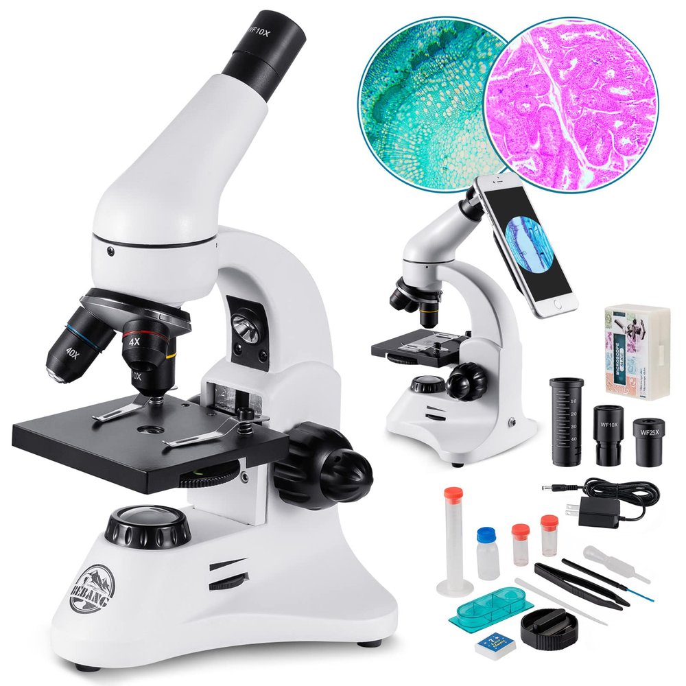 100X-2000X Microscope for Adults & Kids, Professional Biological Optical Microscopes with Prepared Slides School Home Lab Education Gifts for Teen Students Beginners