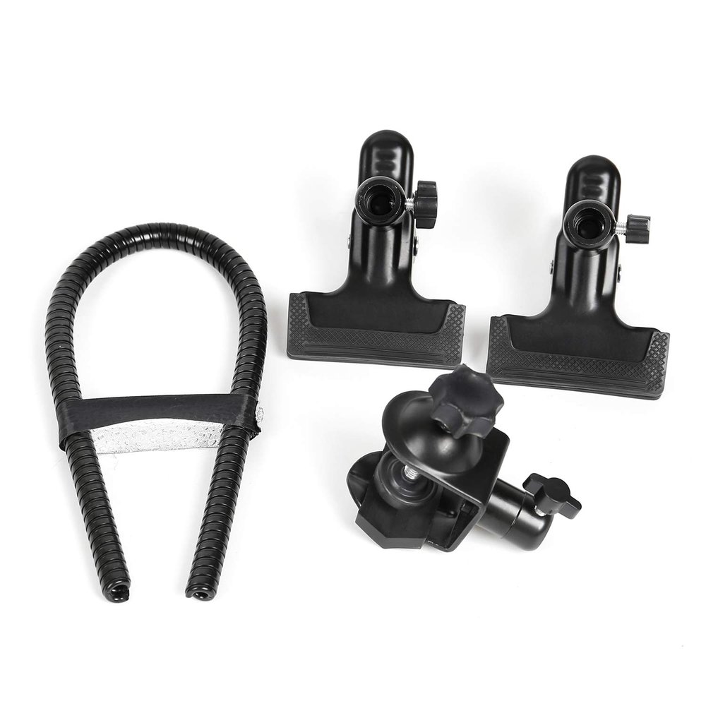 Konseen Photo Studio Light Stand Background Holder U+C-Type Heavy Duty Clamp Clip with Flexible Long Arms Gooseneck,Reflector Camera Mounting Devices Accessories