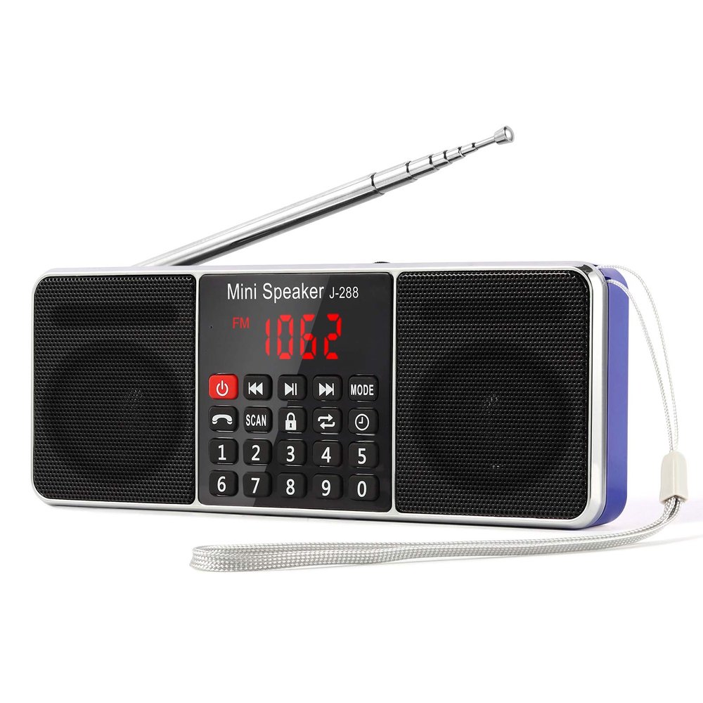 PRUNUS J-288 Portable Radio AM FM Radio with Bluetooth Speaker, Sleep Timer, Power-Saving Display, Ultra-Long Antenna, AUX Input & USB Disk & TF Card MP3 Player, NO Manual Preset